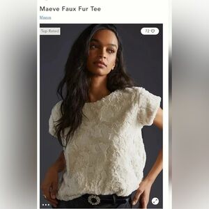 MAEVE by Anthropologie Ivory Soft Faux Fur
Short Sleeve Pullover Top Size L